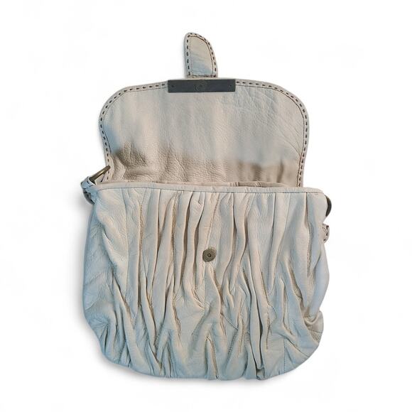 Per Se Butter Soft Leather Shoulder Bag Ivory Taupe Braided Handle - Picture 9 of 15